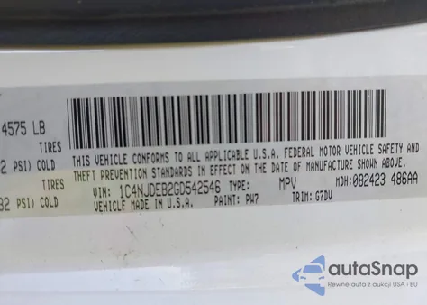2016 Jeep Compass Latitude from USA, damaged, VIN 1C4NJDEB2GD542546